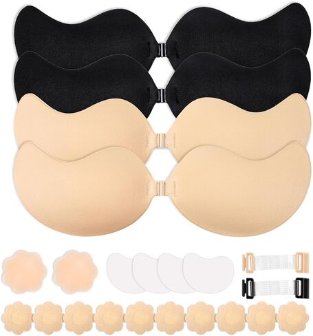 4-Pack Cleavage Bra, Push Up Sticky Bra Set – Strapless Backless Invisible Adhesive Bras for Women in Saudi Arabia