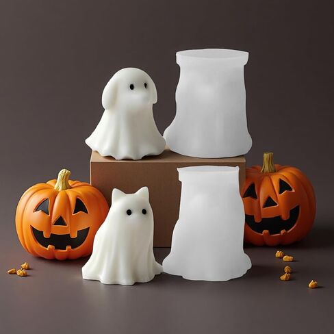 مجموعة قوالب السيليكون لشبح الهالوين، قوالب صنع الشموع DIY بتصميمات القطط والكلاب، قوالب الصب الزخرفية in Kuwait