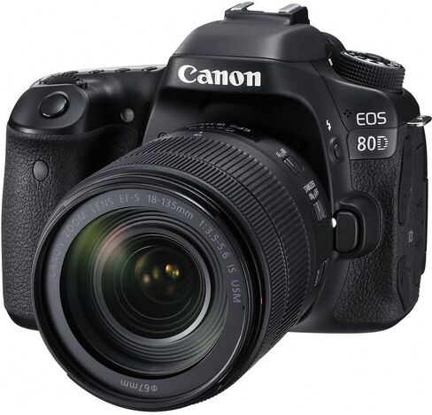 كاميرا Canon EOS 80D DSLR مع مجموعة عدسات 18-135 ملم | مستشعر APS-C بدقة 24.2 ميجابكسل، والتركيز البؤري التلقائي CMOS ثنائي البكسل، وDIGIC 6، ونطاق تكبير متعدد الاستخدامات | رائعة للسفر والفيديو (1263C006) + بطاقة سعة 64 جيجابايت + حقيبة كاميرا in Kuwait