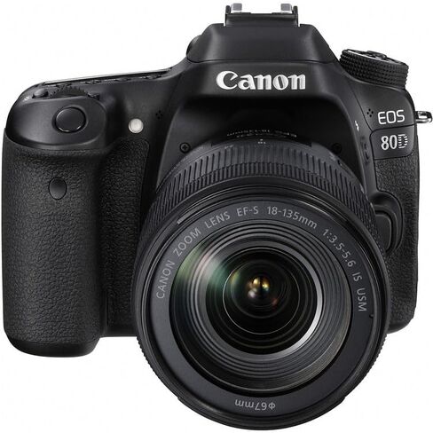 Canon EOS 80D DSLR Camera with 18-135mm Lens Bundle | 24.2MP APS-C Sensor, Dual Pixel CMOS AF, DIGIC 6 & Versatile Zoom Range | Great for Travel & Video (1263C006) + 64GB Card + Camera Bag + Battery in Kuwait
