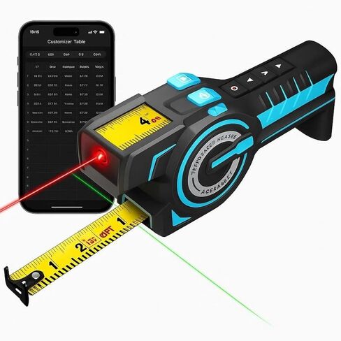 3-in-1 Digital Tape Measure, 330Ft Laser Measurement Tool & Auto Lock Tape with Instant Digital Readout, Extended Laser Line & Incremental Measurement, Replaceable Tape | Swappable Battery | APP Sync in Saudi Arabia