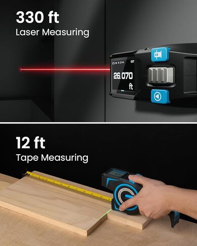 3-in-1 Digital Tape Measure, 330Ft Laser Measurement Tool & Auto Lock Tape with Instant Digital Readout, Extended Laser Line & Incremental Measurement, Replaceable Tape | Swappable Battery | APP Sync in Saudi Arabia