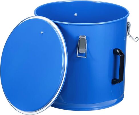 Fryer Grease Bucket, 6 Gal Oil Disposal Caddy Carbon Steel with Rust-Proof Coating, Hot Oil Transport Container with Lid, Lock Clips, Filter Bag for Hot Cooking Oil Filtering, Blue in Saudi Arabia