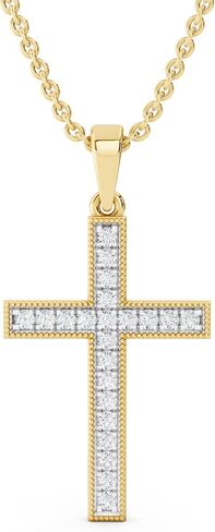 Dazzlingrock Collection 0.26 Carat (ctw) Round Diamond Milgrain Edge Cross Pendant with Silver Chain for Men's & Women's (Unisex) in 925 Sterling Silver in Kuwait