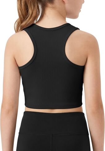 Resinta Girls Tank Tops Kids Athletic Ribbed Knit Casual Sleeveless Crop Tops for Dance Yoga Gym 5-14Y in Saudi Arabia