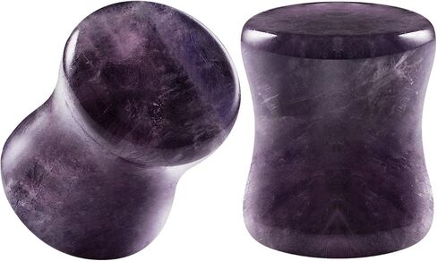 Pair of Double Flared Amethyst Stone Piercing Jewelry Ear Stretcher Saddle Plugs Flesh Earring Lobe in Saudi Arabia