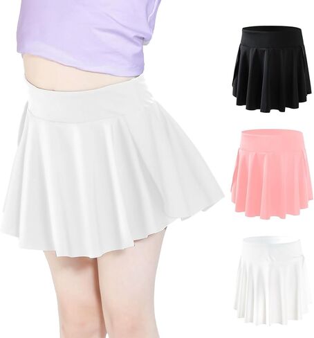 Skort Girls, Athletic Skirts for Tennis Golf, Butterfly Flowy Shorts for Kids, Shorts with Pocket, Black, 3-4T in Saudi Arabia