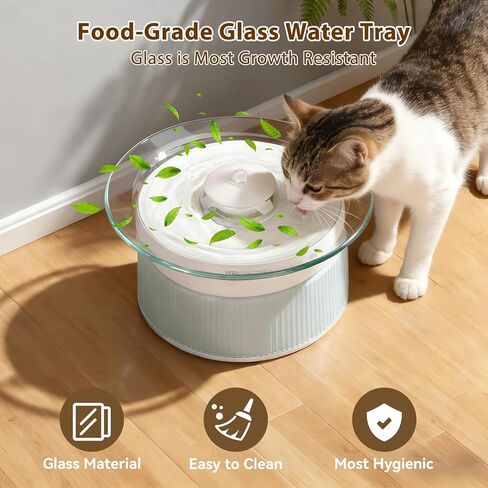Glass Smart Cat Water Fountain,Filterless Pet Water Fountain No Filter,Ultra Silent Cat Fountains,Separation Design in Saudi Arabia