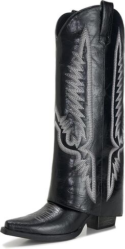 Fold Over Boots for Women Pointy Pull-on Wedge Heel Knee Shark Boot With Side Zipper Padlock Design in Saudi Arabia