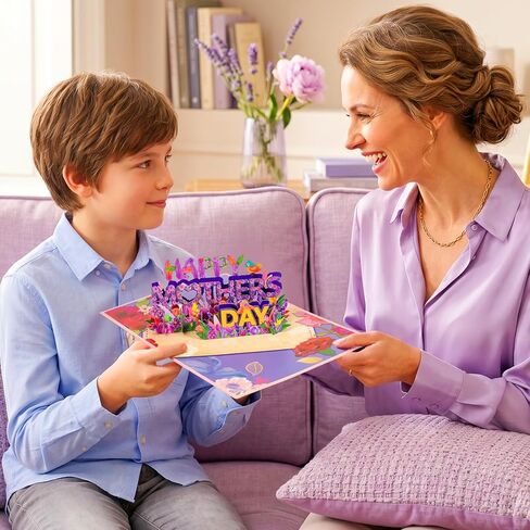 البطاقة المنبثقة في عيد الأم ، بطاقة عيد الأم السعيدة مع زهور حديقة الزهور الزهور الزهور الورود ديزي بيرد ، بطاقة تهنئة أنيقة لزوجة الأم زوجة زوجة الجدة أخت العمة in Kuwait