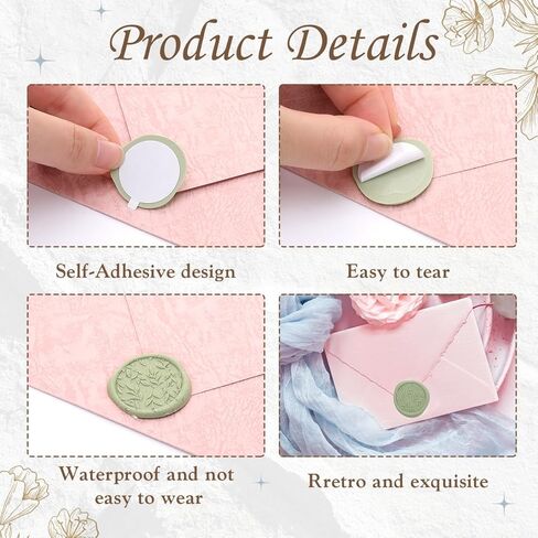 50 Pack Wax Seal Stickers, Wedding Invitation Party Self Adhesive Envelope Seal Stickers, Vintage Wax Sealing for Wedding Seating Chart Christmas Birthday Gift Wrap(Gold) in Saudi Arabia