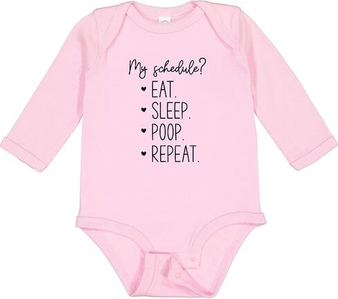 inktastic Funny Baby Schedule Eat Sleep Poop Repeat Long Sleeve Creeper in Kuwait