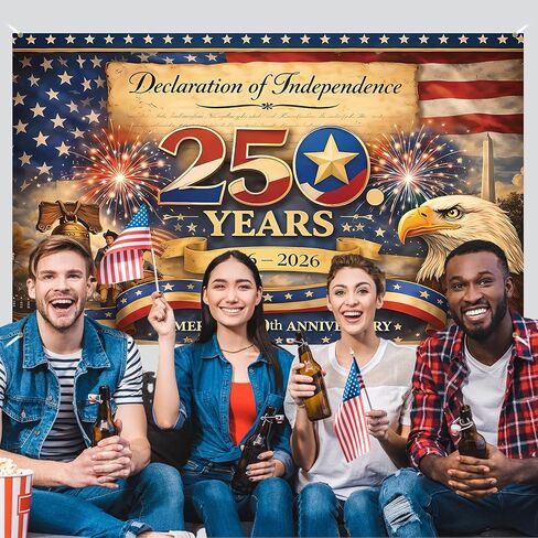 America 250 Anniversary Photo Backdrop Patriotic Banner 4th of July Fourth of July Party Decorations and Supplies for Home (43 X 71 Inch) in Kuwait