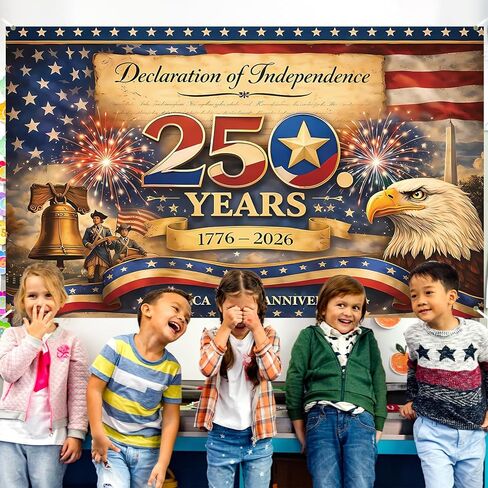 America 250 Anniversary Photo Backdrop Patriotic Banner 4th of July Fourth of July Party Decorations and Supplies for Home (43 X 71 Inch) in Kuwait