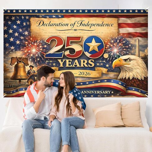 America 250 Anniversary Photo Backdrop Patriotic Banner 4th of July Fourth of July Party Decorations and Supplies for Home (43 X 71 Inch) in Kuwait
