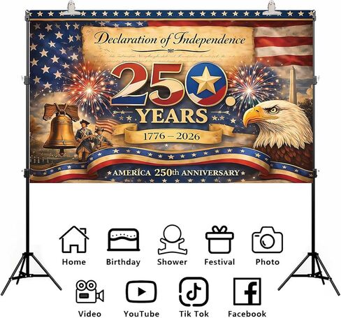 America 250 Anniversary Photo Backdrop Patriotic Banner 4th of July Fourth of July Party Decorations and Supplies for Home (43 X 71 Inch) in Kuwait