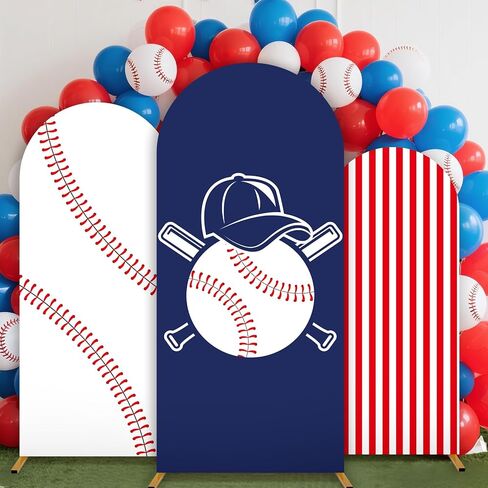 3 Pcs Baseball Arch Backdrop Covers Sports Baseball Spandex Fitted Arch Stand Covers 4ft 5ft 6ft Baseball Theme Party Decorations Sport Backdrop Stand Cover for Birthday Team Celebration Background in Kuwait