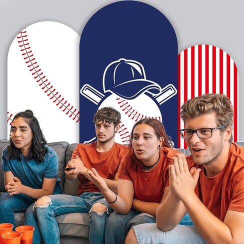 3 Pcs Baseball Arch Backdrop Covers Sports Baseball Spandex Fitted Arch Stand Covers 4ft 5ft 6ft Baseball Theme Party Decorations Sport Backdrop Stand Cover for Birthday Team Celebration Background in Kuwait