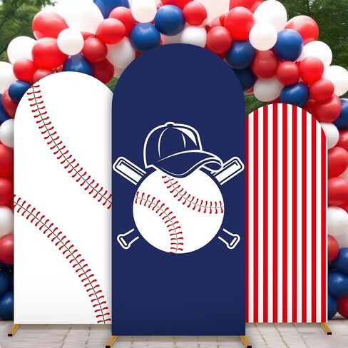3 Pcs Baseball Arch Backdrop Covers Sports Baseball Spandex Fitted Arch Stand Covers 4ft 5ft 6ft Baseball Theme Party Decorations Sport Backdrop Stand Cover for Birthday Team Celebration Background in Kuwait