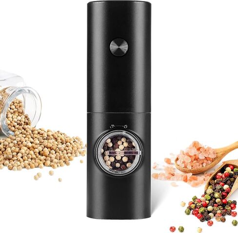 Gulex® Electric Pepper Grinder or Salt Mill, Battery Powered Pepper Mill with 5 Level Adjustable, LED Light, One-Handed Operation Salt and Pepper Grinder for Kitchen, Restaurant, BBQ (1 pack) in Saudi Arabia
