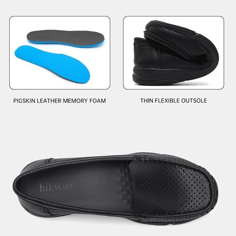 Women's Leather Loafers, Breathable Perforated Slip-On Casual Walking Shoes with Arch Support, Lightweight Comfort Soft-Sole Flats for Teahers Nurses and All-Day Standing in Saudi Arabia