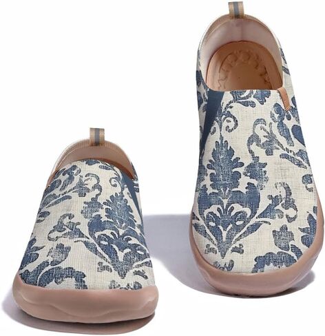 Women's Floral Art Painted Shoes Knitted Slip On Loafers Comfort Walking Sneakers in Kuwait