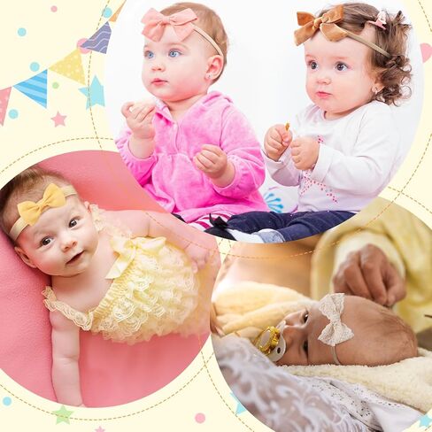 20 حزمة من ربطات الشعر للفتيات الصغيرات من النايلون المرن، أربطة شعر بشريط فيونكة، إكسسوارات للشعر لحديثي الولادة والرضع والأطفال الصغار، دعائم للصور in Kuwait