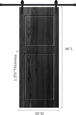 Modern 2-Panel 30 in. x 96 in. Wood Black Barn Sliding Door with Hardware kit in Kuwait