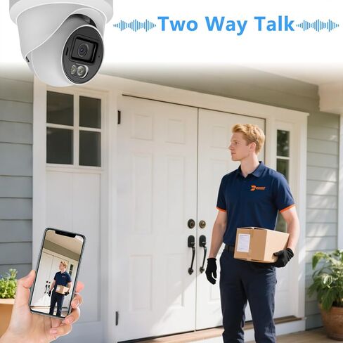 كاميرا قبة أمنية بدقة 8 ميجابكسل 4K PoE IP خارجية، كاميرا IP برجية بالألوان الكاملة مع إضاءة مزدوجة ذكية، محادثة ثنائية الاتجاه، فتحة بطاقة SD، رؤية ليلية 98 قدمًا، زاوية واسعة 110 درجة، اكتشاف الإنسان/المركبة in Kuwait