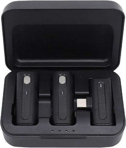 نظام ميكروفون aqxreight Lavalier، ميكروفون USB C للكاميرا، الكمبيوتر الشخصي، الهاتف الذكي، تسجيل المقابلات، بث مباشر للفيديو، يتم تحويله إلى ميكروفون Lavalier، ميكروفون الكاميرا، USB C in Kuwait