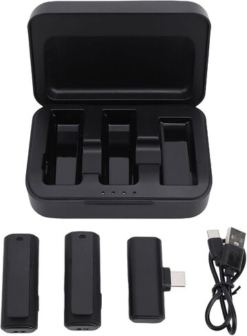نظام ميكروفون aqxreight Lavalier، ميكروفون USB C للكاميرا، الكمبيوتر الشخصي، الهاتف الذكي، تسجيل المقابلات، بث مباشر للفيديو، يتم تحويله إلى ميكروفون Lavalier، ميكروفون الكاميرا، USB C in Kuwait