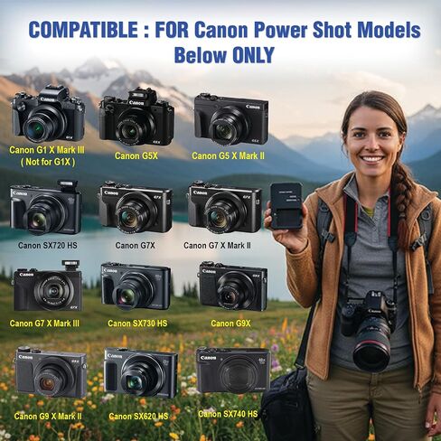 CB-2LH NB-13L CB-2LHT Battery Charger for Canon PowerShot G1 X Mark III G5X G5 X Mark II G7 X G7 X Mark II III G9X G9 X Mark II SX620 SX720 SX730 SX740 HS Digital Camera (Not Applicable to G1 X) in Kuwait