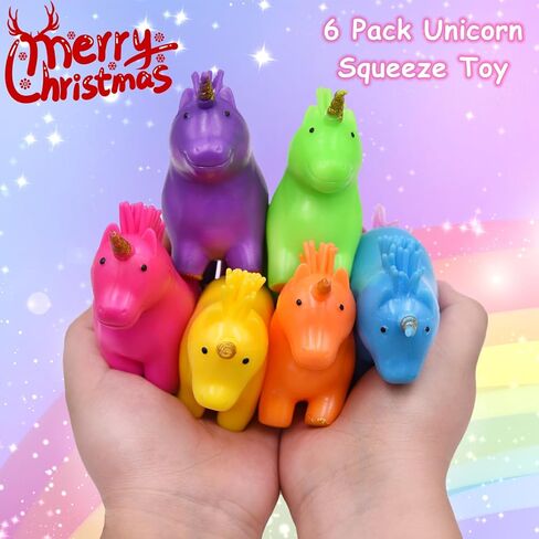6 Pack Unicorn Stress Balls Squishy Squeeze Toys for Christmas Stocking Stuffers Party Favor Gifts Kids Boys Girls School Classroom Valentines Day Card Prizes in Saudi Arabia
