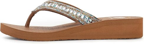 Yellow Box Women's Carinah Sandal, Round Toe, 1.25 Inch Heel, 0.5 Inch Platform, Comfortable Flip-Flop in Saudi Arabia