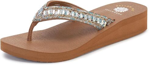 Yellow Box Women's Carinah Sandal, Round Toe, 1.25 Inch Heel, 0.5 Inch Platform, Comfortable Flip-Flop in Saudi Arabia