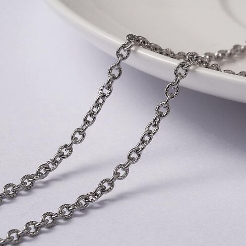 10M/Roll Stainless Steel Cable Chains Handmade Curb Chains with Spool for DIY Chain Necklace Bracelet Crafts Jewelry Making in Saudi Arabia