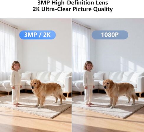 كاميرا أمان 2.4G Pan/Tilt، كاميرا داخلية 2K WiFi للمنزل/الطفل/الحيوانات الأليفة، رؤية ليلية ملونة، كشف الحركة البشرية، تسجيل 24/7، صوت ثنائي الاتجاه in Kuwait