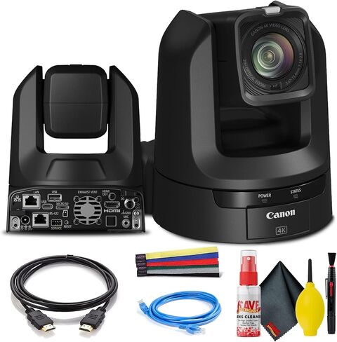 كاميرا Canon CR-N300 4K NDI PTZ مع تكبير 20x (أسود ساتان) (5157C001) + كابل إيثرنت + مجموعة تنظيف + أشرطة + المزيد in Kuwait