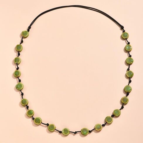 Colorful Simple flat Bead Charm Necklaces Personality Jewelry Ceramic Bead Long Necklace(multicolor) in Kuwait