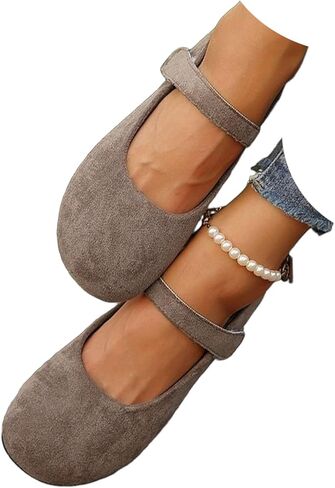 Orthopedic Ballet Mary Jane Flats for Women Elegant Suede Comfy Slip-On Shoes, Womens Round Toe Ballet Wedge Dress Shoes in Kuwait