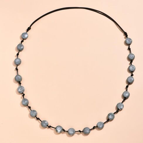 Colorful Simple flat Bead Charm Necklaces Personality Jewelry Ceramic Bead Long Necklace(multicolor) in Kuwait