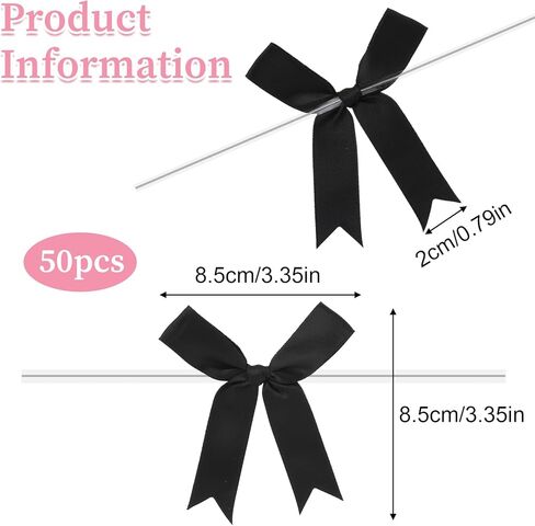 50 PCS Twist Tie Bows 3 Inch Pink Ribbon Bow Christmas Bows for Gift Wrapping Birthday Wedding Party Baby Shower Crafts Christmas Trees Decorations in Saudi Arabia