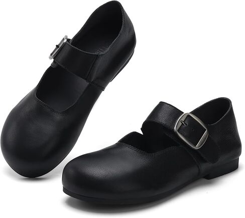 Women's Mary Jane Flat Shoes Soft Round-Toe Flat Shoes for Women Fashionable,Comfortable,Casual,Slip-On with Buckle in Saudi Arabia
