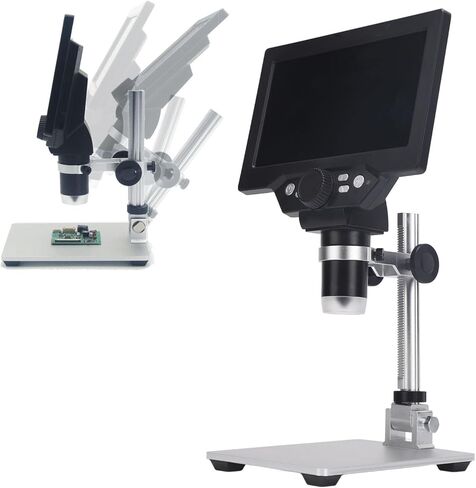 Diyeeni 7" Digital Microscope - 1080P 1200X CoinMicroscope Magnifier, 12MP Ultra Precise Focusing LCD Soldering Microscopes, CoinMicroscope with Screen for Adults, PC View in Kuwait
