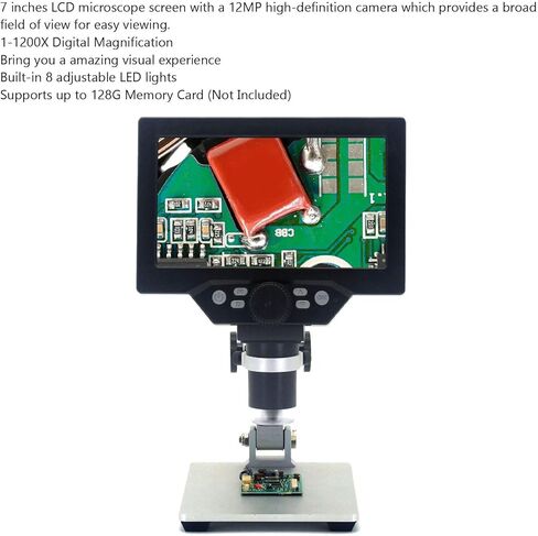 Diyeeni 7" Digital Microscope - 1080P 1200X CoinMicroscope Magnifier, 12MP Ultra Precise Focusing LCD Soldering Microscopes, CoinMicroscope with Screen for Adults, PC View in Kuwait