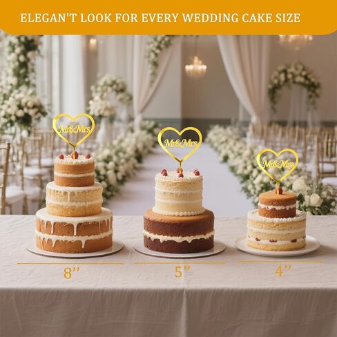 Mr and Mrs Cake Topper with Rustic Design, Acrylic Bride and Groom Wedding Cake Topper for Weddings, Engagements, Anniversaries and Bridal Showers in Kuwait