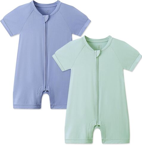 JunNeng Viscose from Bamboo Pajamas, Short Sleeve Baby Romper with Zipper Snap Closure,One-piece Summer Footless Jumpsuit in Kuwait