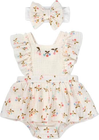 رومبير للفتيات الصغيرات مع عصابة رأس من Baby Essentials، ملابس أطفال من القطن بنسبة 100% لمدة تتراوح من 3 إلى 9 أشهر، ملابس أطفال للربيع والصيف in Kuwait