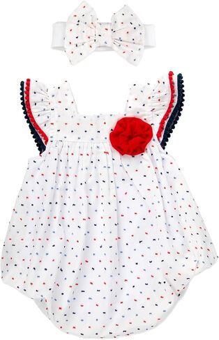 رومبير للفتيات الصغيرات مع عصابة رأس من Baby Essentials، ملابس أطفال من القطن بنسبة 100% لمدة تتراوح من 3 إلى 9 أشهر، ملابس أطفال للربيع والصيف in Kuwait