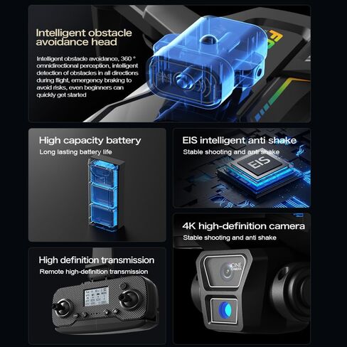 طائرة بدون طيار GPS مع كاميرا 4K EIS للبالغين، وقت طيران 60 دقيقة، نقل طويل المدى، اتبعني، إرجاع تلقائي، محرك بدون فرش، تجنب العوائق، طائرة كوادكوبتر خفيفة الوزن وقابلة للطي لعبة هدايا عيد الميلاد للمبتدئين in Kuwait
